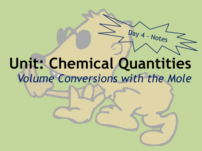 Unit chemical quantities mole conversions with volume ws 4