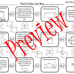 Surface area of prisms and cylinders maze answer key